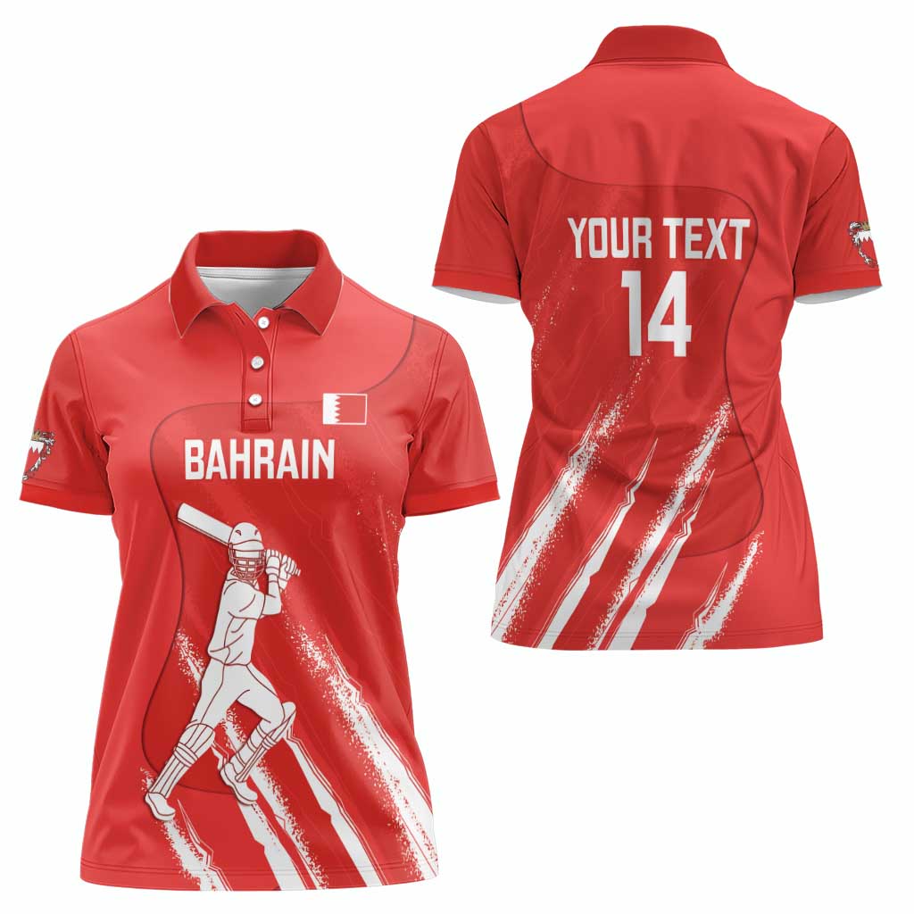 Custom Bahrain Cricket Women Polo Shirt Go Champions Grunge Style - Wonder Print Shop