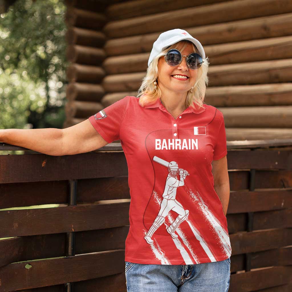 Custom Bahrain Cricket Women Polo Shirt Go Champions Grunge Style - Wonder Print Shop