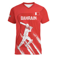 Custom Bahrain Cricket Women V-Neck T-Shirt Go Champions Grunge Style - Wonder Print Shop