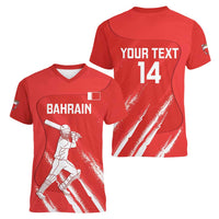 Custom Bahrain Cricket Women V-Neck T-Shirt Go Champions Grunge Style - Wonder Print Shop