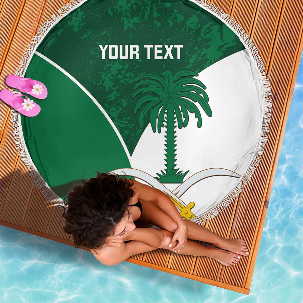 Custom Saudi Arabia Cricket Beach Blanket Go Champions Coat Of Arms Style - Wonder Print Shop