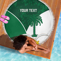 Custom Saudi Arabia Cricket Beach Blanket Go Champions Coat Of Arms Style - Wonder Print Shop