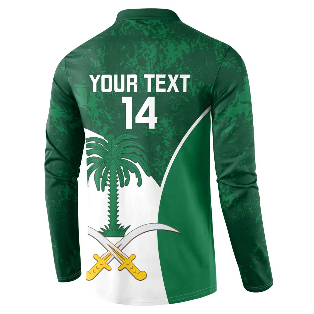 Custom Saudi Arabia Cricket Button Sweatshirt Go Champions Coat Of Arms Style - Wonder Print Shop