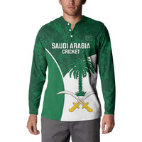 Custom Saudi Arabia Cricket Button Sweatshirt Go Champions Coat Of Arms Style - Wonder Print Shop