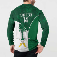 Custom Saudi Arabia Cricket Button Sweatshirt Go Champions Coat Of Arms Style - Wonder Print Shop