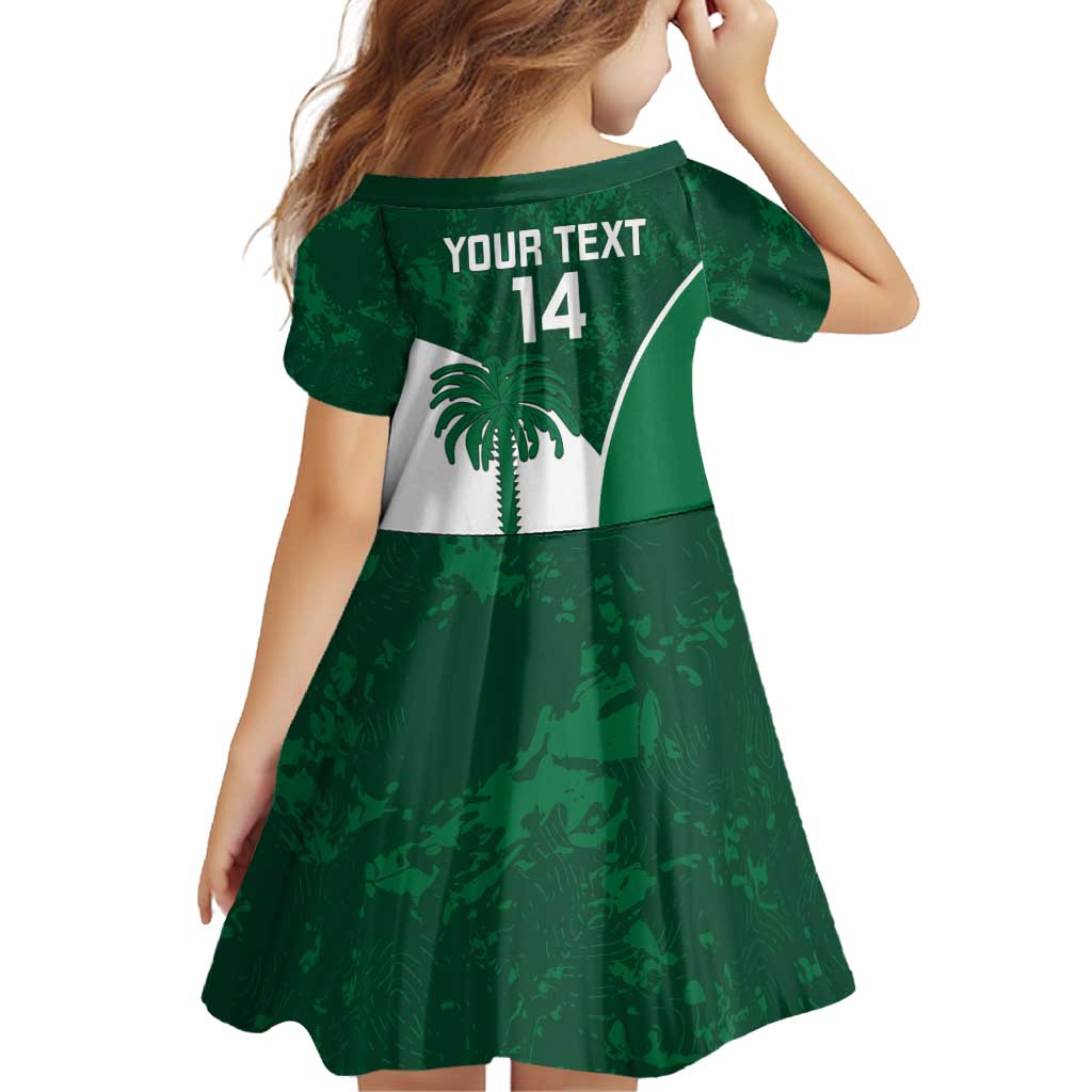 Custom Saudi Arabia Cricket Family Matching Off Shoulder Short Dress and Hawaiian Shirt Go Champions Coat Of Arms Style - Wonder Print Shop