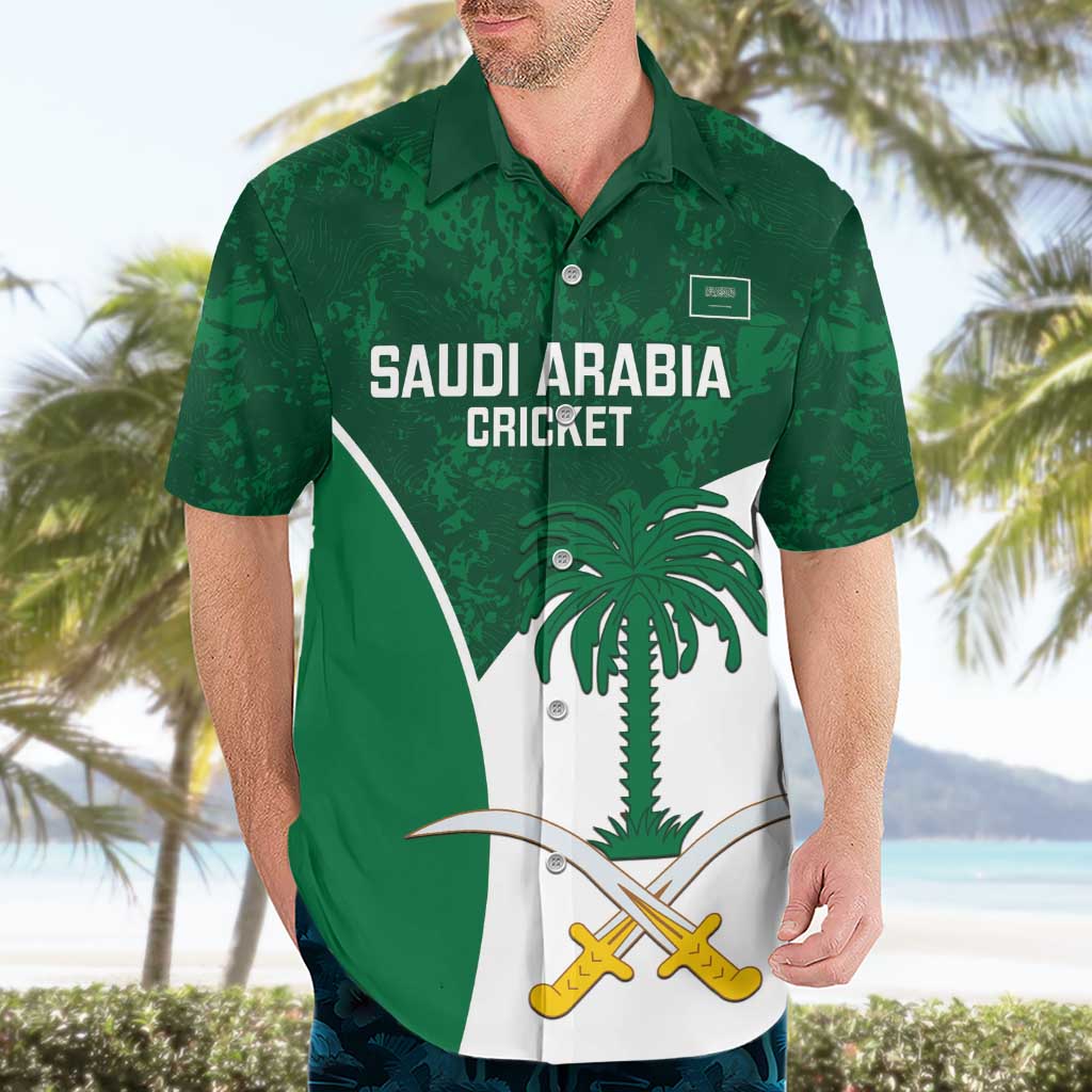 Custom Saudi Arabia Cricket Hawaiian Shirt Go Champions Coat Of Arms Style - Wonder Print Shop