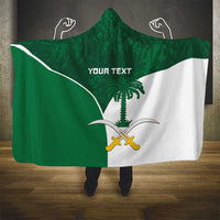 Custom Saudi Arabia Cricket Hooded Blanket Go Champions Coat Of Arms Style