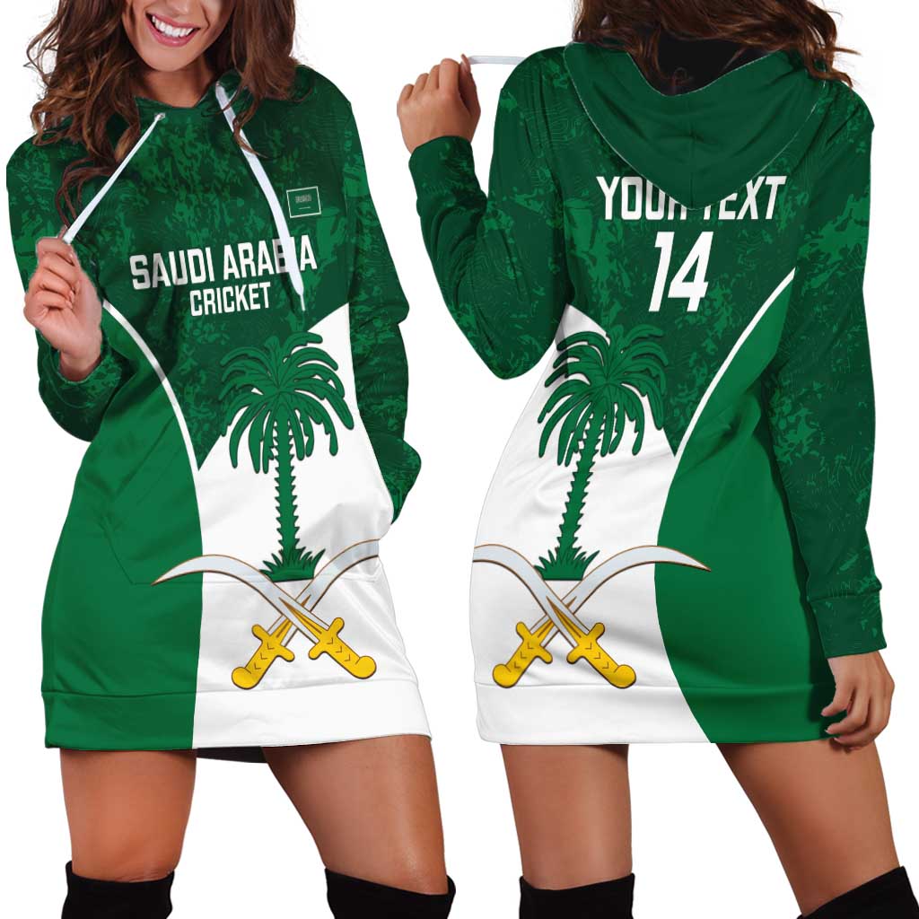 Custom Saudi Arabia Cricket Hoodie Dress Go Champions Coat Of Arms Style - Wonder Print Shop