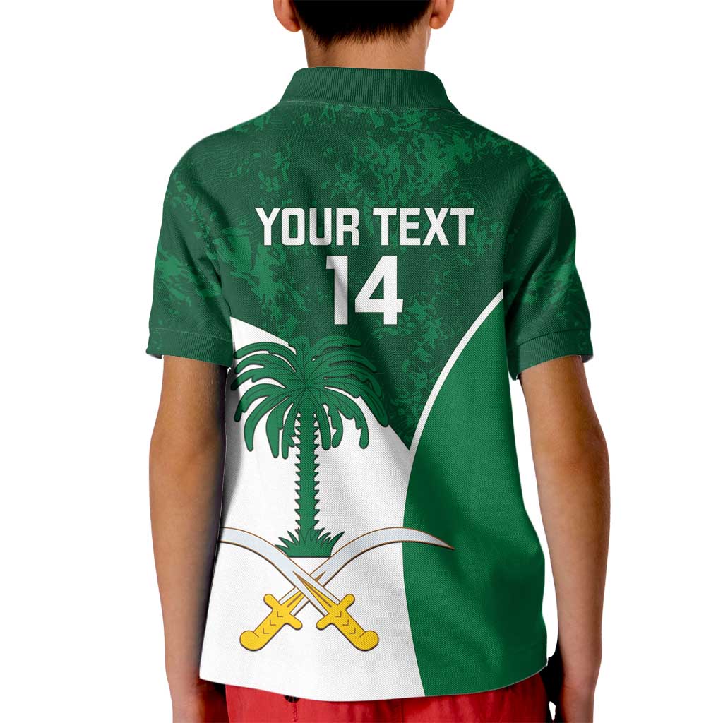 Custom Saudi Arabia Cricket Kid Polo Shirt Go Champions Coat Of Arms Style - Wonder Print Shop