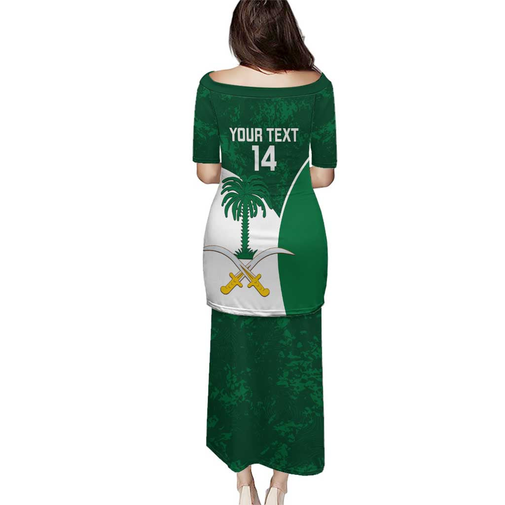 Custom Saudi Arabia Cricket Puletasi Go Champions Coat Of Arms Style - Wonder Print Shop