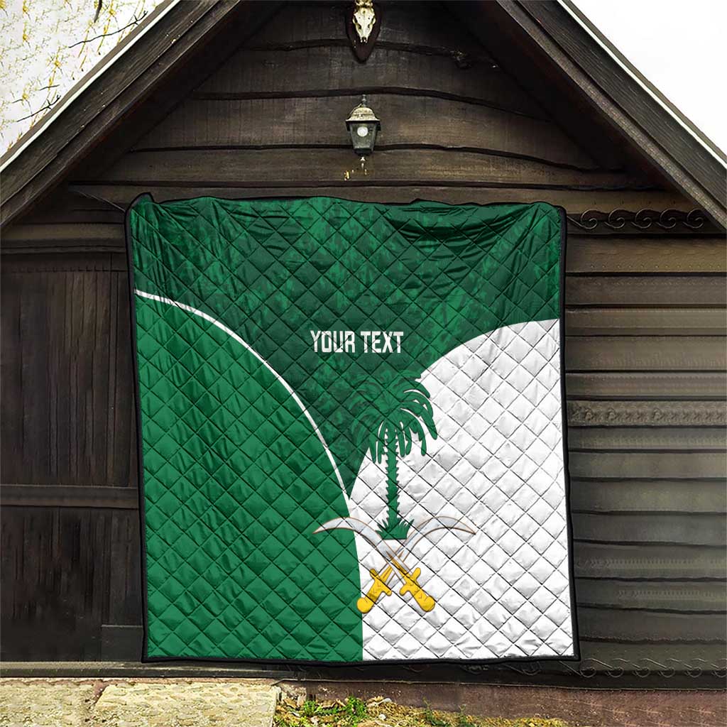 Custom Saudi Arabia Cricket Quilt Go Champions Coat Of Arms Style - Wonder Print Shop