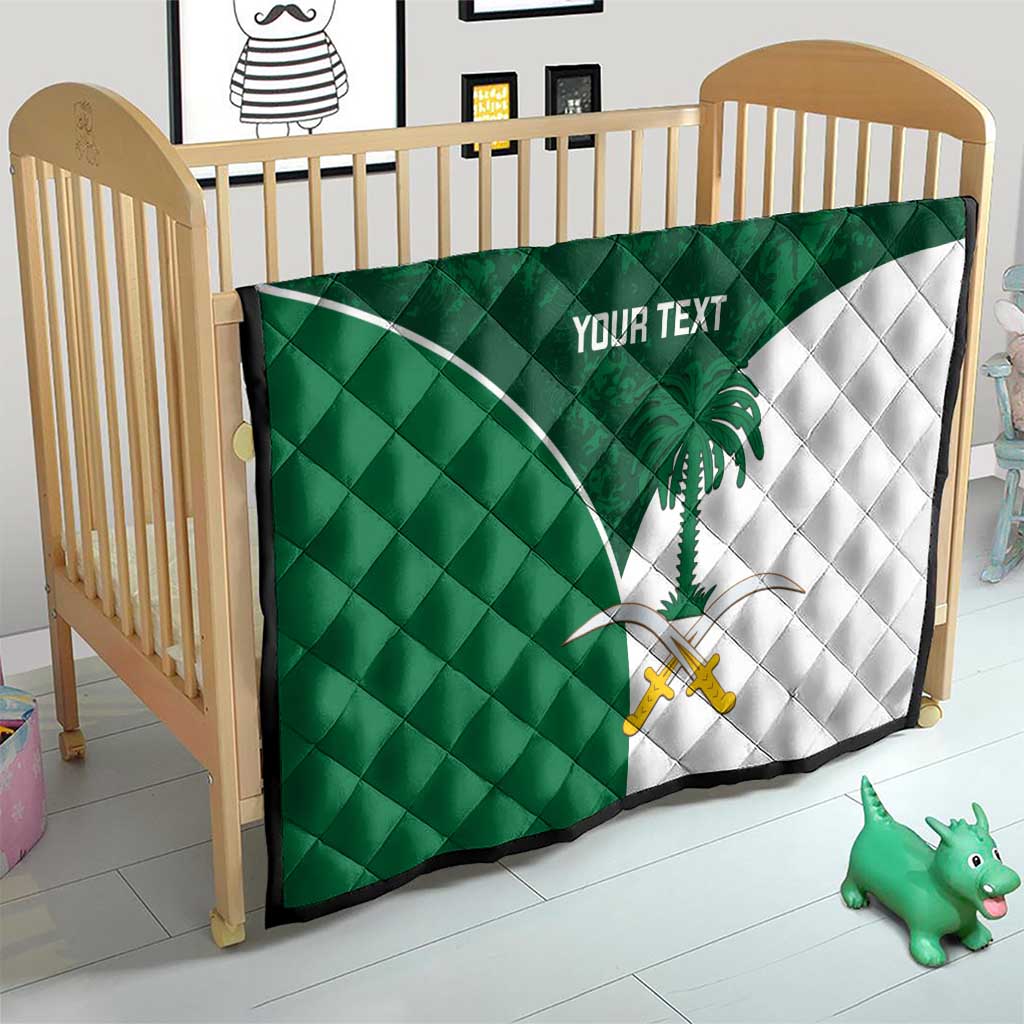 Custom Saudi Arabia Cricket Quilt Go Champions Coat Of Arms Style - Wonder Print Shop