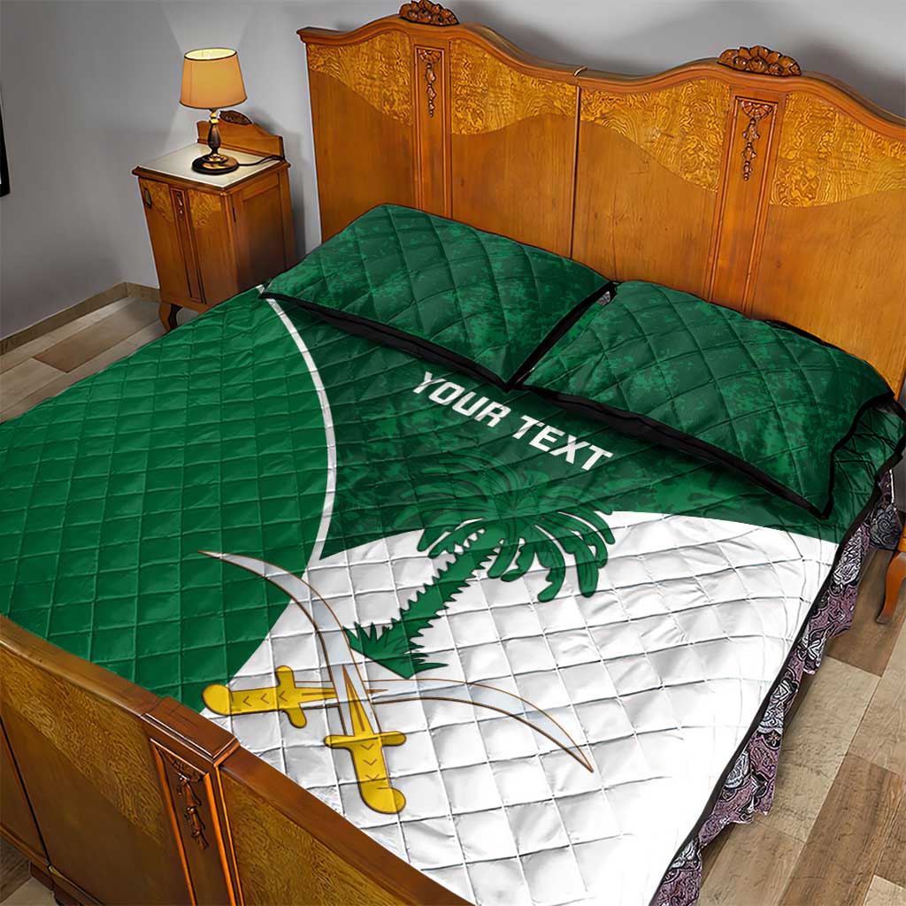 Custom Saudi Arabia Cricket Quilt Bed Set Go Champions Coat Of Arms Style - Wonder Print Shop