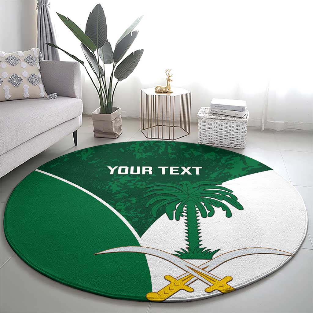 Custom Saudi Arabia Cricket Round Carpet Go Champions Coat Of Arms Style