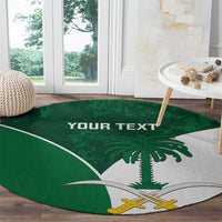 Custom Saudi Arabia Cricket Round Carpet Go Champions Coat Of Arms Style