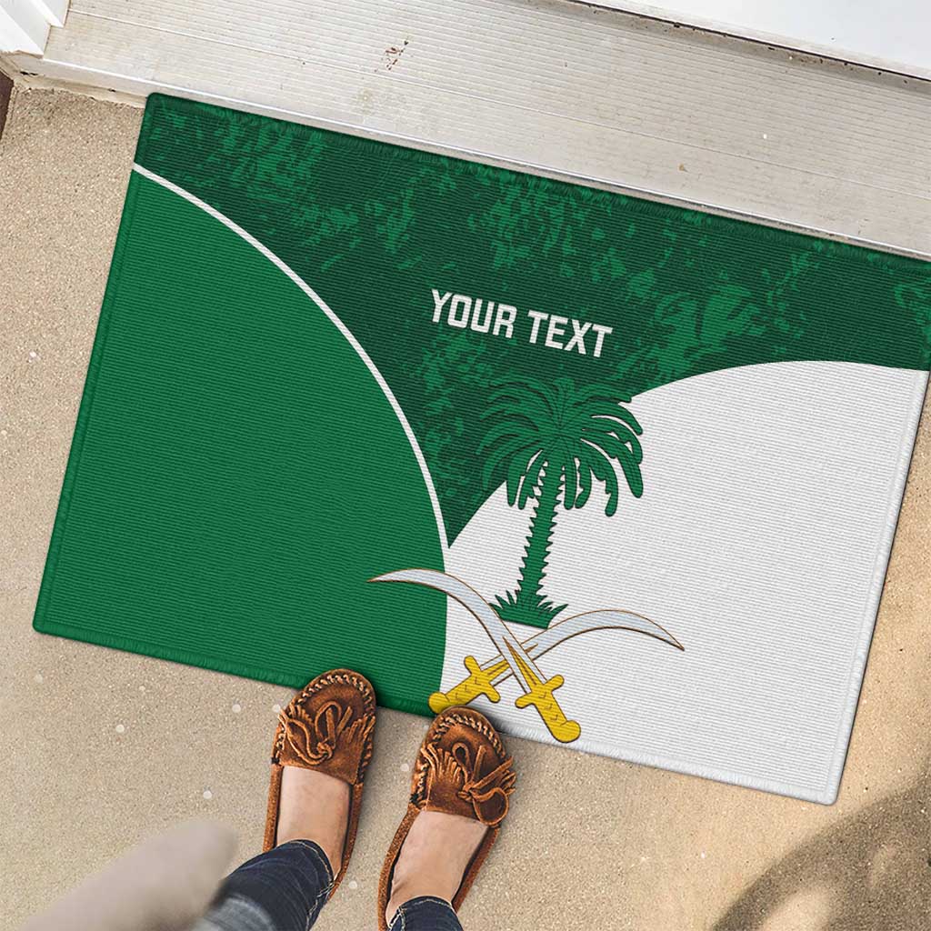 Custom Saudi Arabia Cricket Rubber Doormat Go Champions Coat Of Arms Style - Wonder Print Shop
