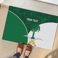 Custom Saudi Arabia Cricket Rubber Doormat Go Champions Coat Of Arms Style - Wonder Print Shop