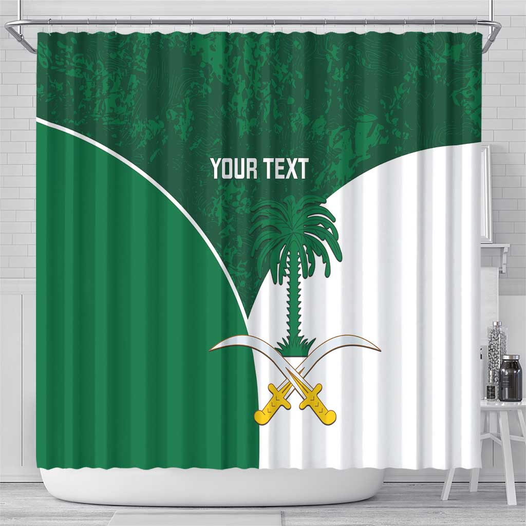 Custom Saudi Arabia Cricket Shower Curtain Go Champions Coat Of Arms Style