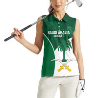 Custom Saudi Arabia Cricket Women Sleeveless Polo Shirt Go Champions Coat Of Arms Style - Wonder Print Shop