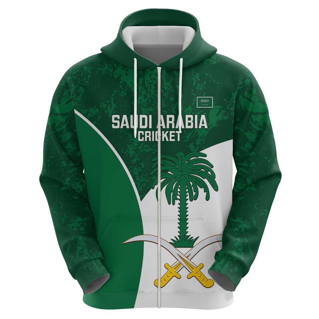 Custom Saudi Arabia Cricket Zip Hoodie Go Champions Coat Of Arms Style - Wonder Print Shop
