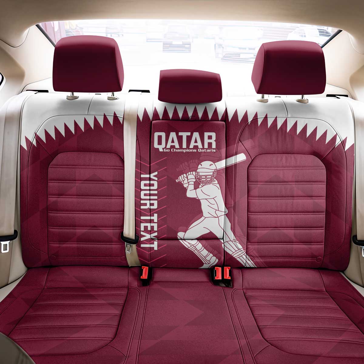 Custom Qatar Cricket Back Car Seat Cover Go Champions Qataris Flag Style - Wonder Print Shop