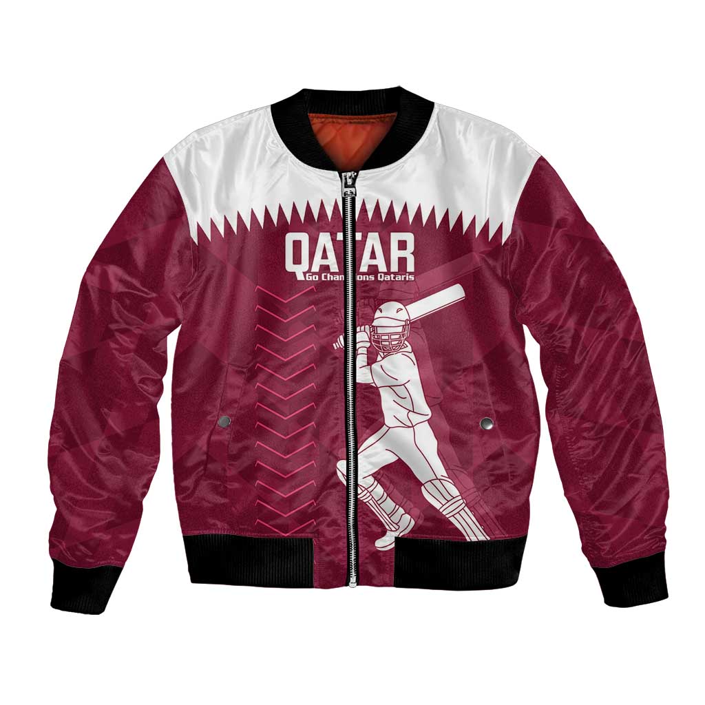 Custom Qatar Cricket Bomber Jacket Go Champions Qataris Flag Style - Wonder Print Shop