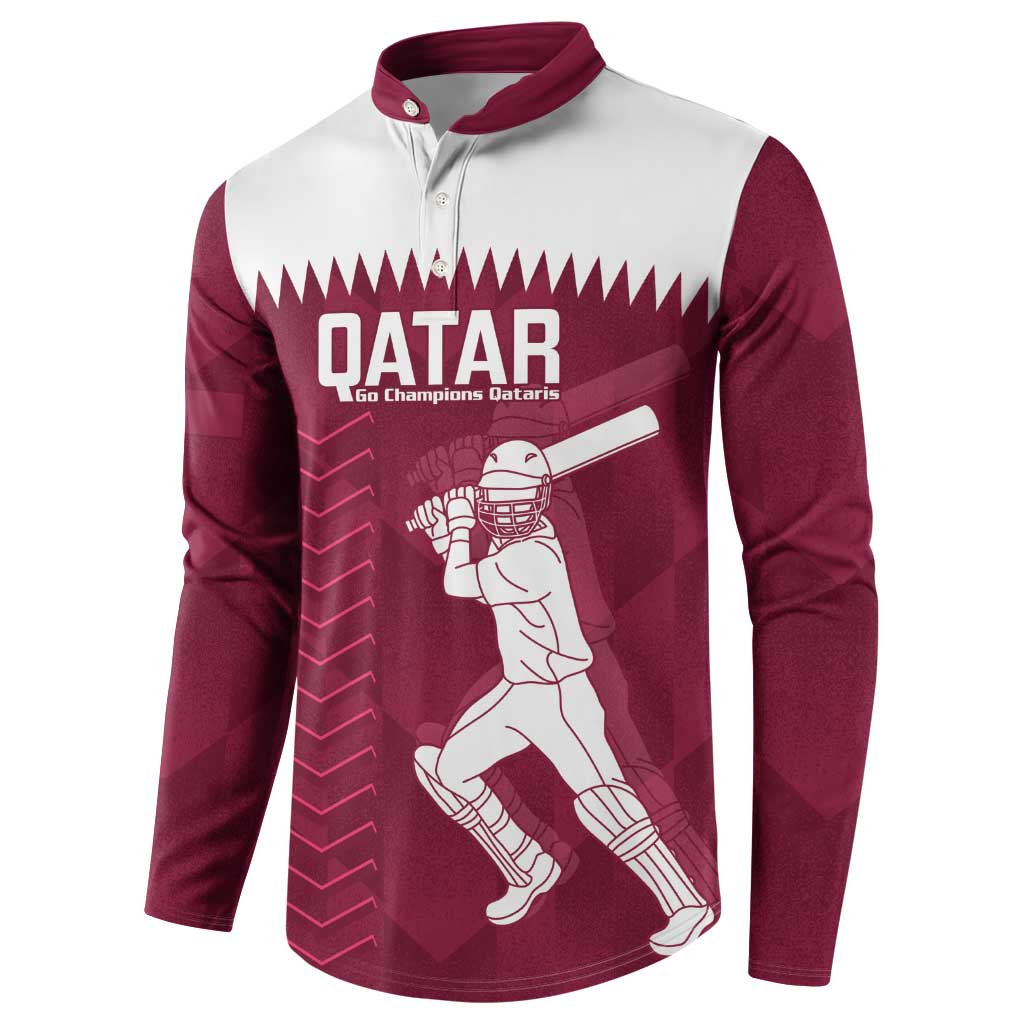 Custom Qatar Cricket Button Sweatshirt Go Champions Qataris Flag Style - Wonder Print Shop