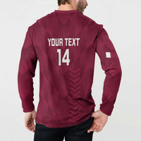 Custom Qatar Cricket Button Sweatshirt Go Champions Qataris Flag Style - Wonder Print Shop