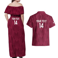 Custom Qatar Cricket Couples Matching Off Shoulder Maxi Dress and Hawaiian Shirt Go Champions Qataris Flag Style - Wonder Print Shop