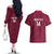 Custom Qatar Cricket Couples Matching Off The Shoulder Long Sleeve Dress and Hawaiian Shirt Go Champions Qataris Flag Style - Wonder Print Shop