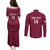 Custom Qatar Cricket Couples Matching Puletasi and Long Sleeve Button Shirt Go Champions Qataris Flag Style - Wonder Print Shop
