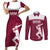 Custom Qatar Cricket Couples Matching Short Sleeve Bodycon Dress and Long Sleeve Button Shirt Go Champions Qataris Flag Style - Wonder Print Shop