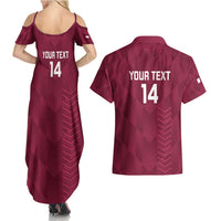 Custom Qatar Cricket Couples Matching Summer Maxi Dress and Hawaiian Shirt Go Champions Qataris Flag Style - Wonder Print Shop