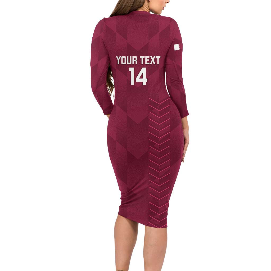 Custom Qatar Cricket Family Matching Long Sleeve Bodycon Dress and Hawaiian Shirt Go Champions Qataris Flag Style - Wonder Print Shop