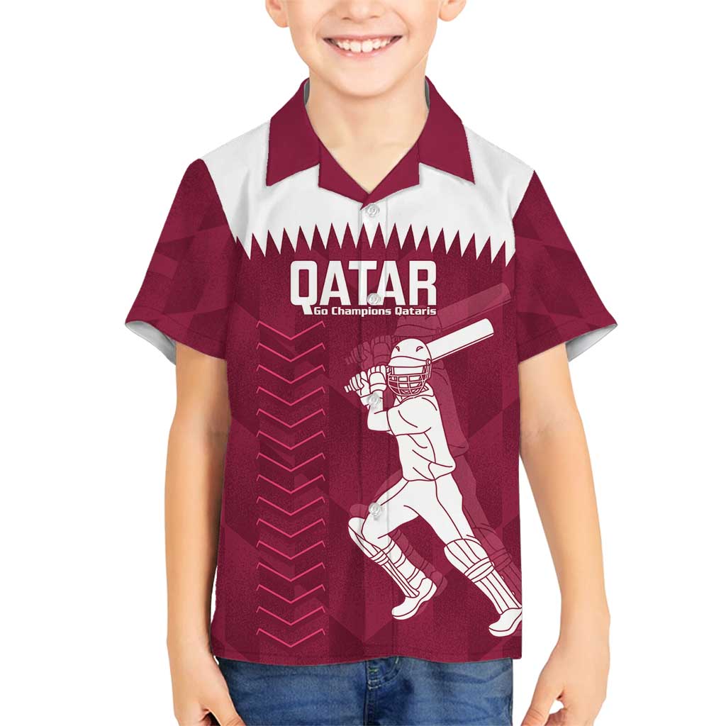 Custom Qatar Cricket Family Matching Long Sleeve Bodycon Dress and Hawaiian Shirt Go Champions Qataris Flag Style - Wonder Print Shop