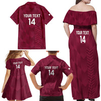 Custom Qatar Cricket Family Matching Off Shoulder Maxi Dress and Hawaiian Shirt Go Champions Qataris Flag Style - Wonder Print Shop