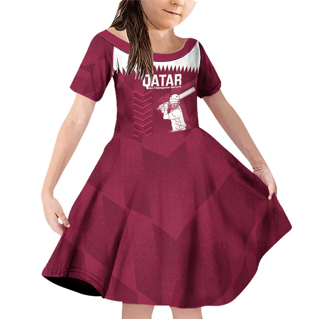 Custom Qatar Cricket Family Matching Off Shoulder Short Dress and Hawaiian Shirt Go Champions Qataris Flag Style - Wonder Print Shop