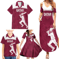 Custom Qatar Cricket Family Matching Summer Maxi Dress and Hawaiian Shirt Go Champions Qataris Flag Style - Wonder Print Shop