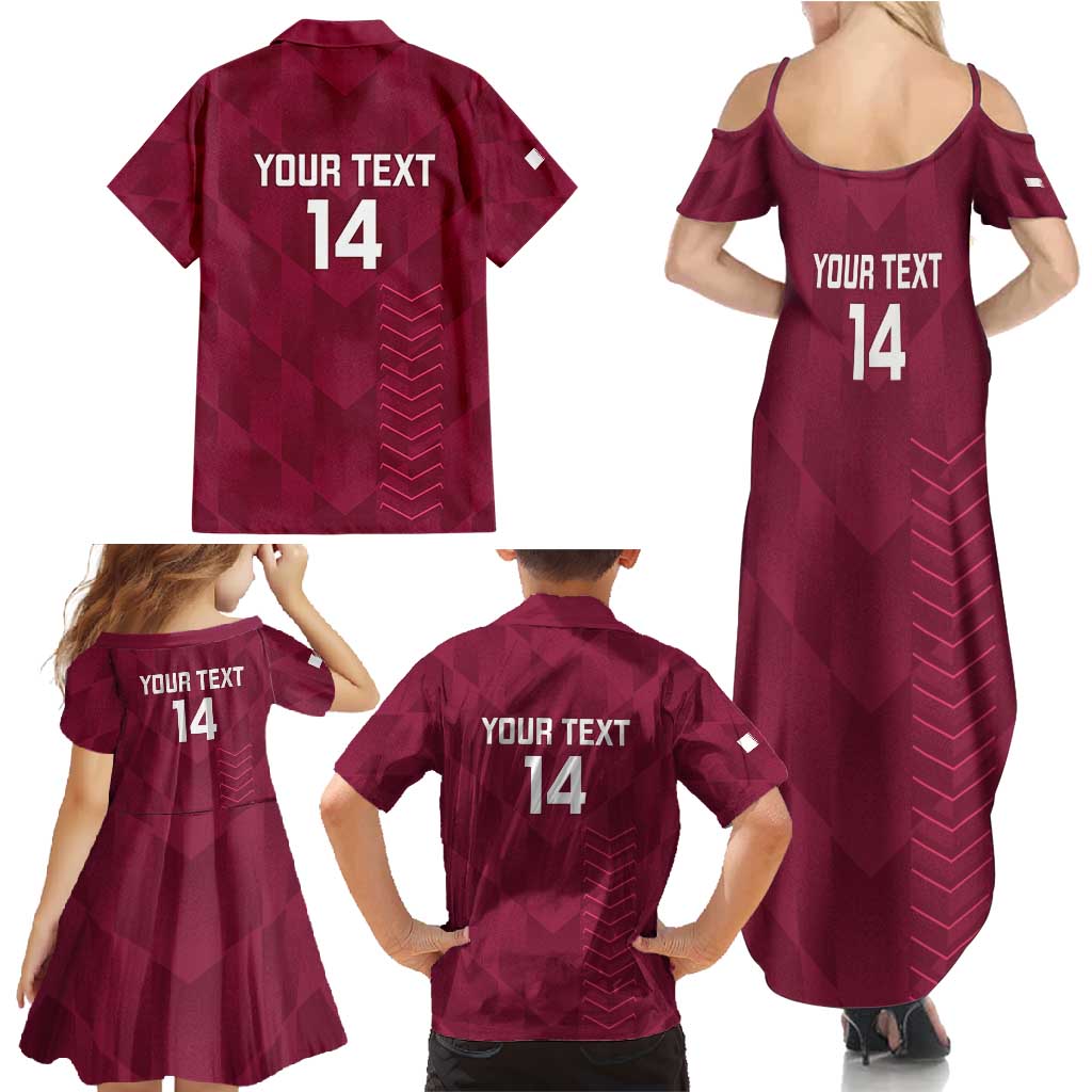 Custom Qatar Cricket Family Matching Summer Maxi Dress and Hawaiian Shirt Go Champions Qataris Flag Style - Wonder Print Shop