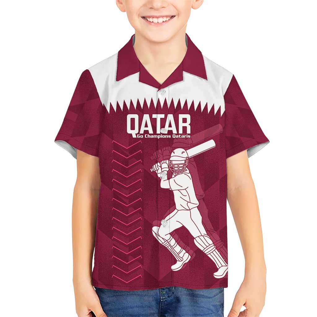 Custom Qatar Cricket Kid Hawaiian Shirt Go Champions Qataris Flag Style - Wonder Print Shop