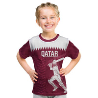 Custom Qatar Cricket Kid T Shirt Go Champions Qataris Flag Style - Wonder Print Shop