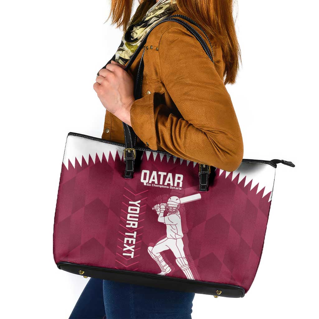 Custom Qatar Cricket Leather Tote Bag Go Champions Qataris Flag Style - Wonder Print Shop