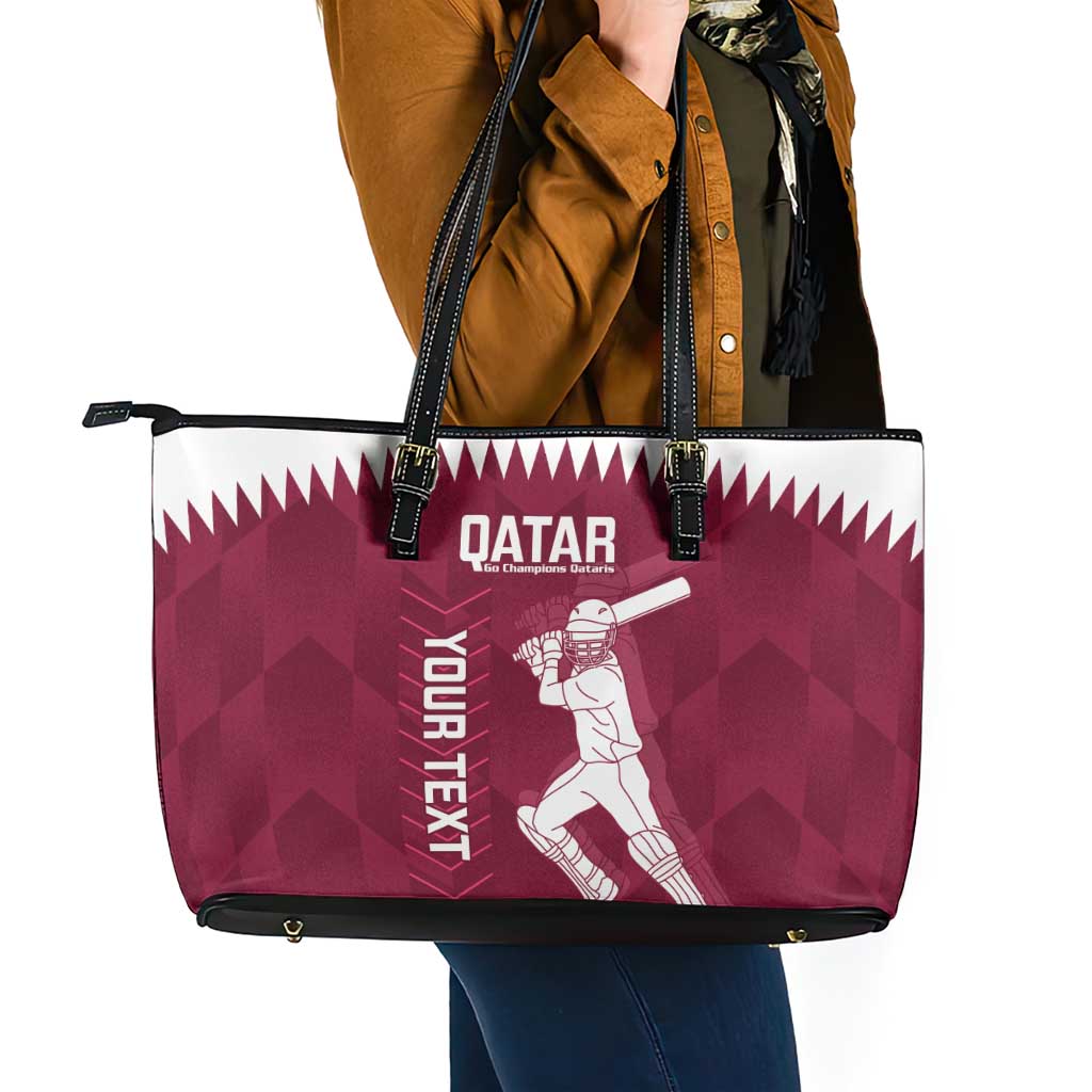 Custom Qatar Cricket Leather Tote Bag Go Champions Qataris Flag Style - Wonder Print Shop