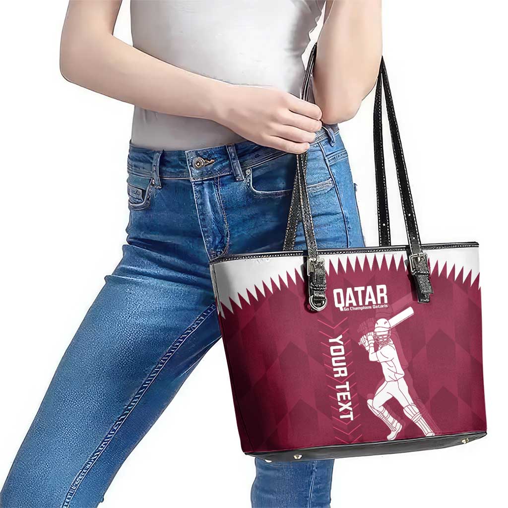 Custom Qatar Cricket Leather Tote Bag Go Champions Qataris Flag Style - Wonder Print Shop