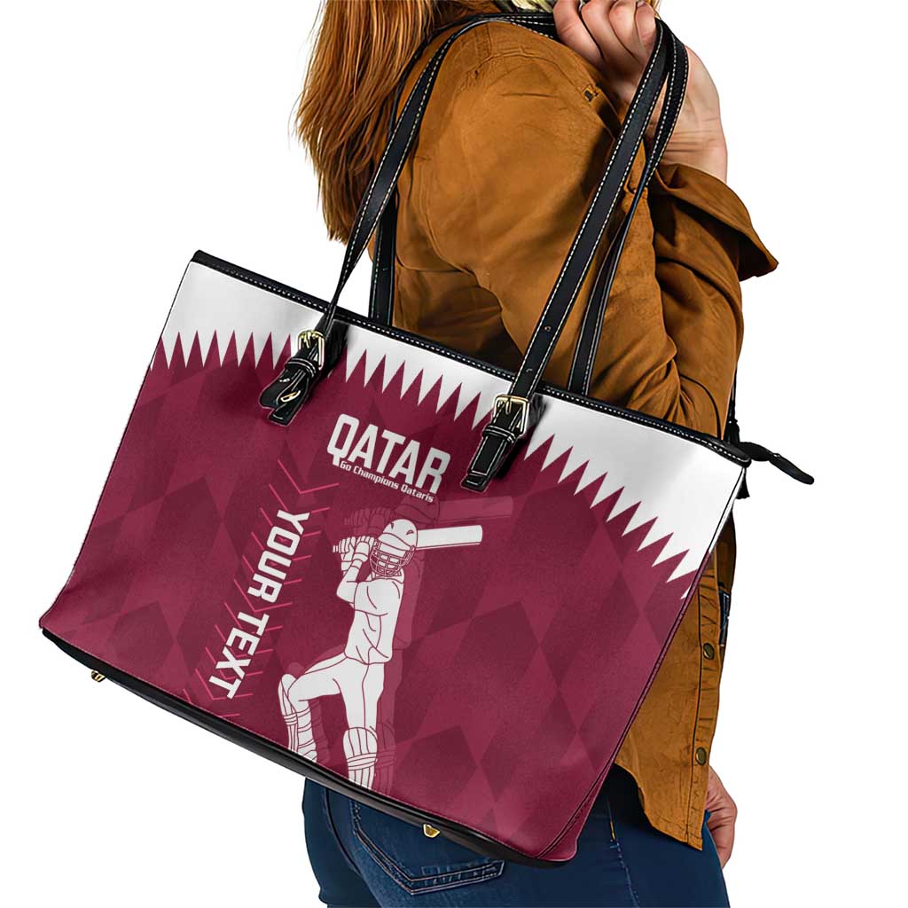 Custom Qatar Cricket Leather Tote Bag Go Champions Qataris Flag Style - Wonder Print Shop