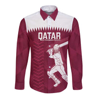 Custom Qatar Cricket Long Sleeve Button Shirt Go Champions Qataris Flag Style - Wonder Print Shop