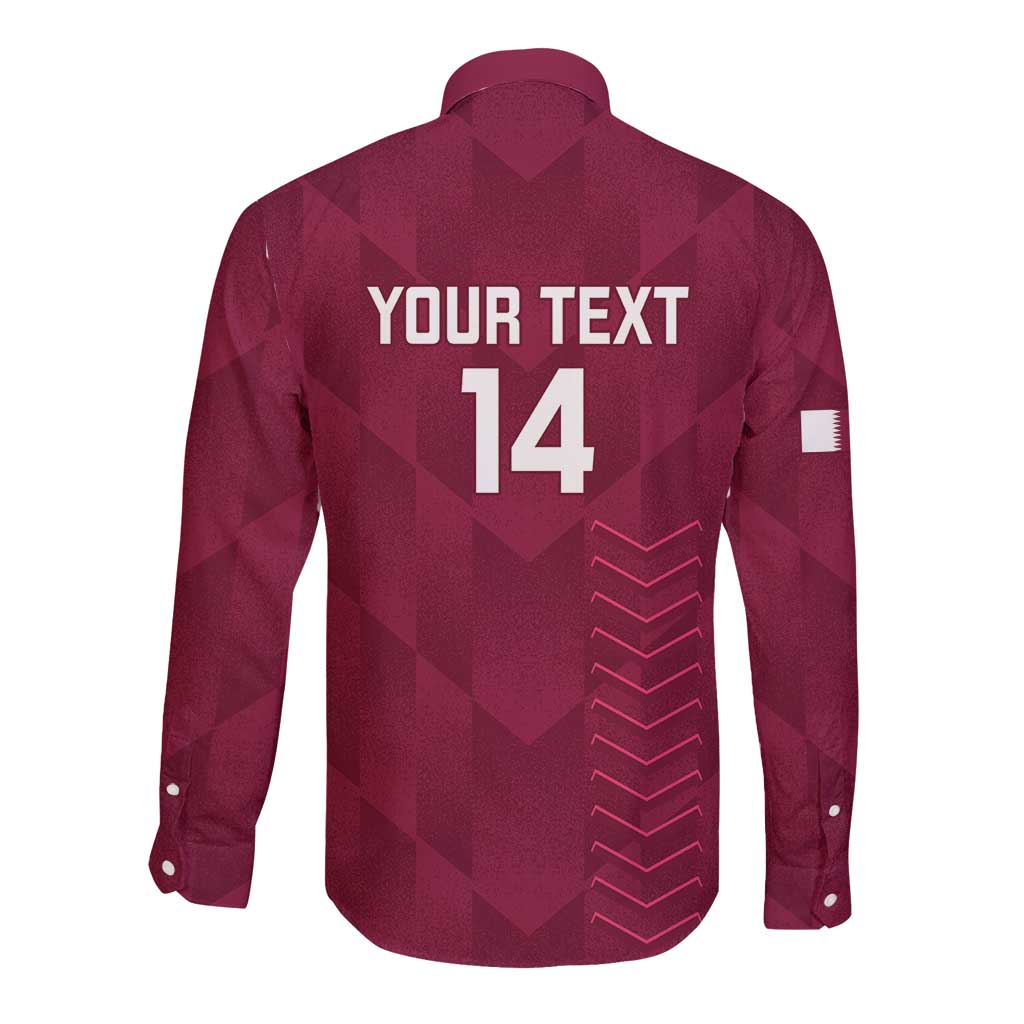 Custom Qatar Cricket Long Sleeve Button Shirt Go Champions Qataris Flag Style - Wonder Print Shop