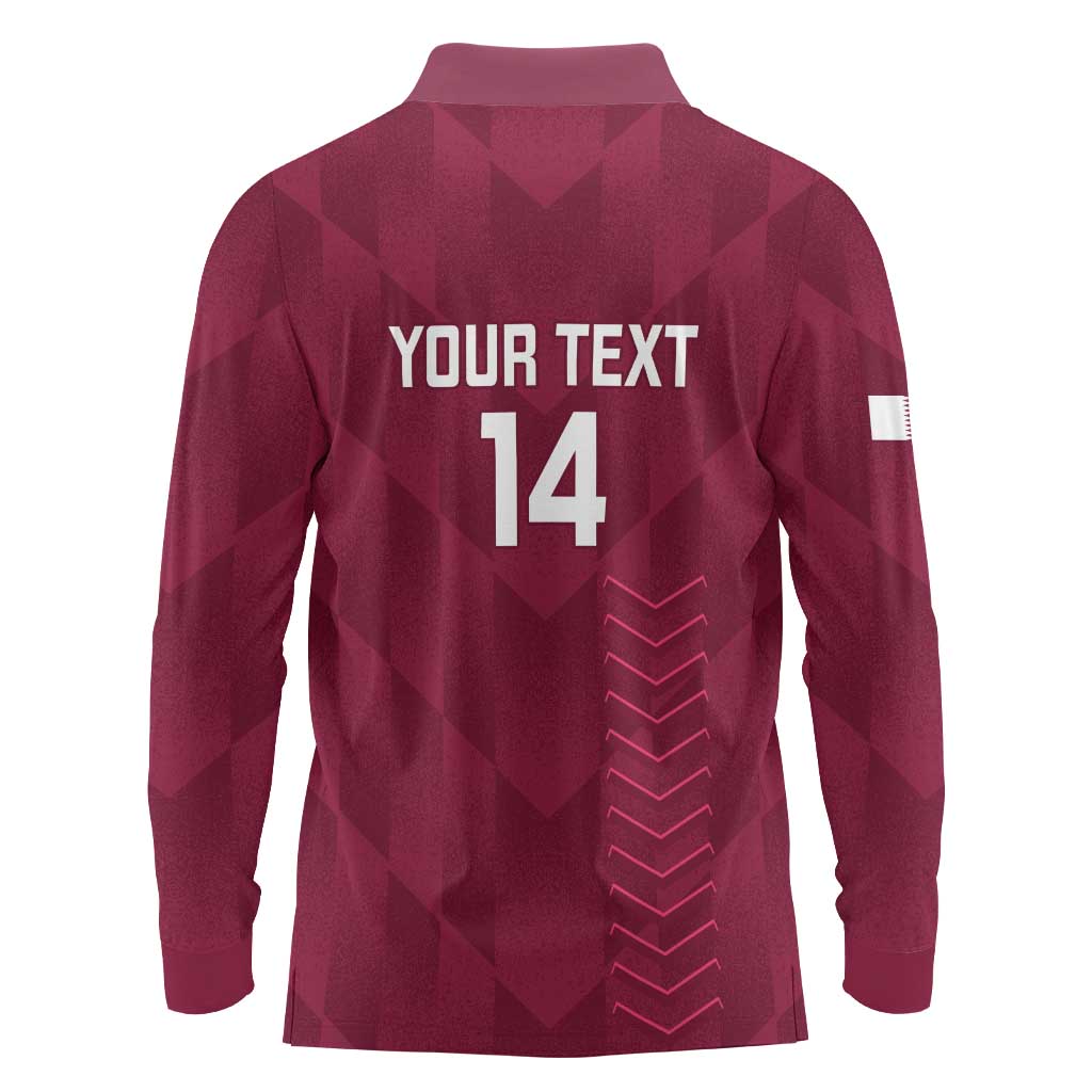 Custom Qatar Cricket Long Sleeve Polo Shirt Go Champions Qataris Flag Style - Wonder Print Shop