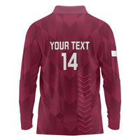 Custom Qatar Cricket Long Sleeve Polo Shirt Go Champions Qataris Flag Style - Wonder Print Shop